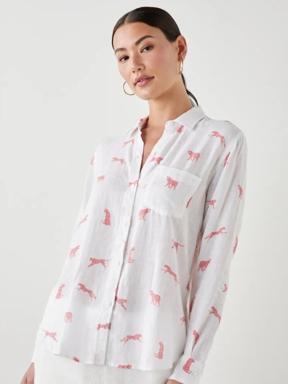Rails The Charli Shirt in Rose Leopard Button-Up Shirt - Size Small
